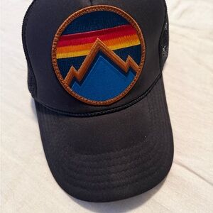 Aviator Nation Black Trucker Hat with Mountain Patch